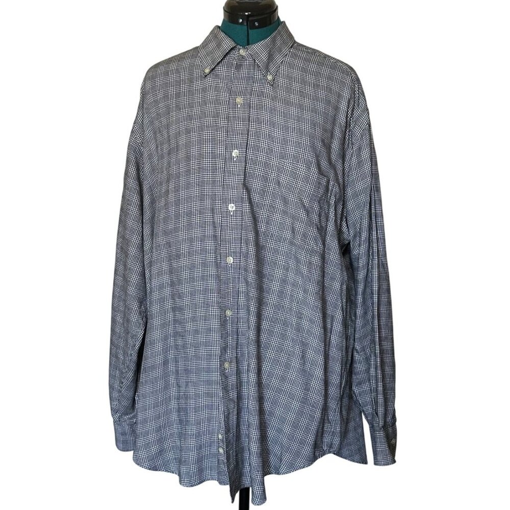 Austin Reed London Men's Button-Down Cotton Shirt Houndstooth Print Size XL